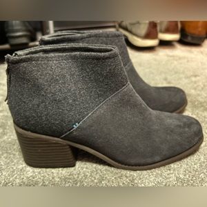 Toms Lacy Felt and Suede Heeled Bootie